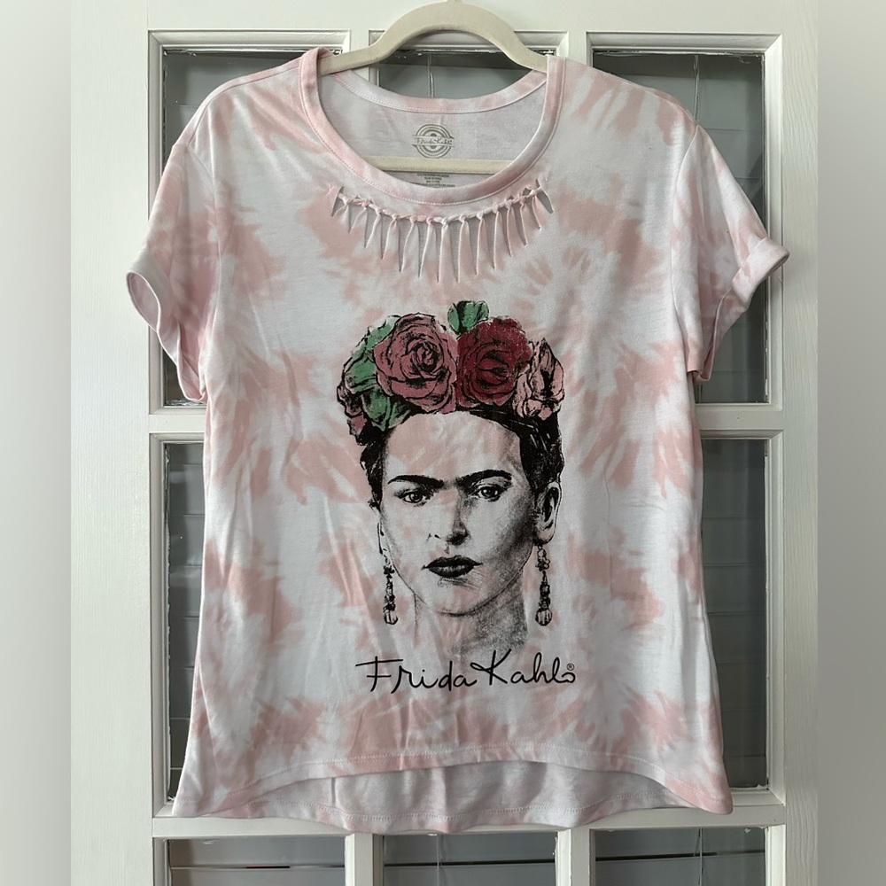 Frida Kahlo Women’s Junior L Pink Graphic Short Sleeve T-shirt | SKU 0693